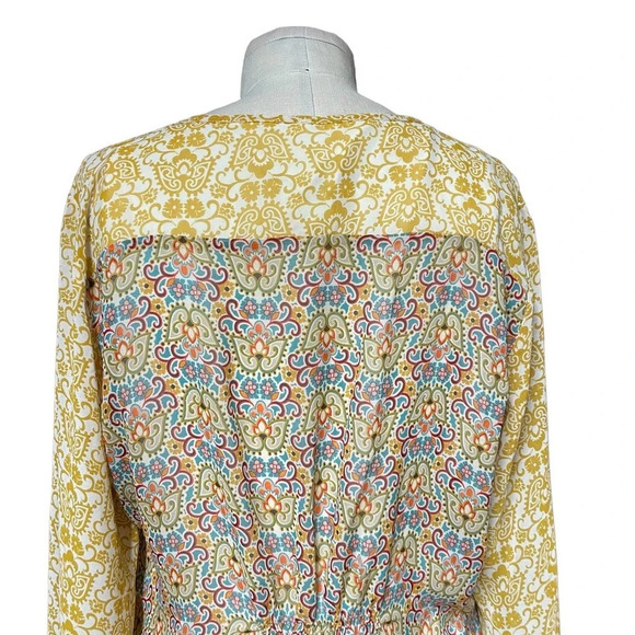MiracleBody by MiracleSuit Floral Peasant Blouse Yellow Multi Size Large - Picture 6 of 9